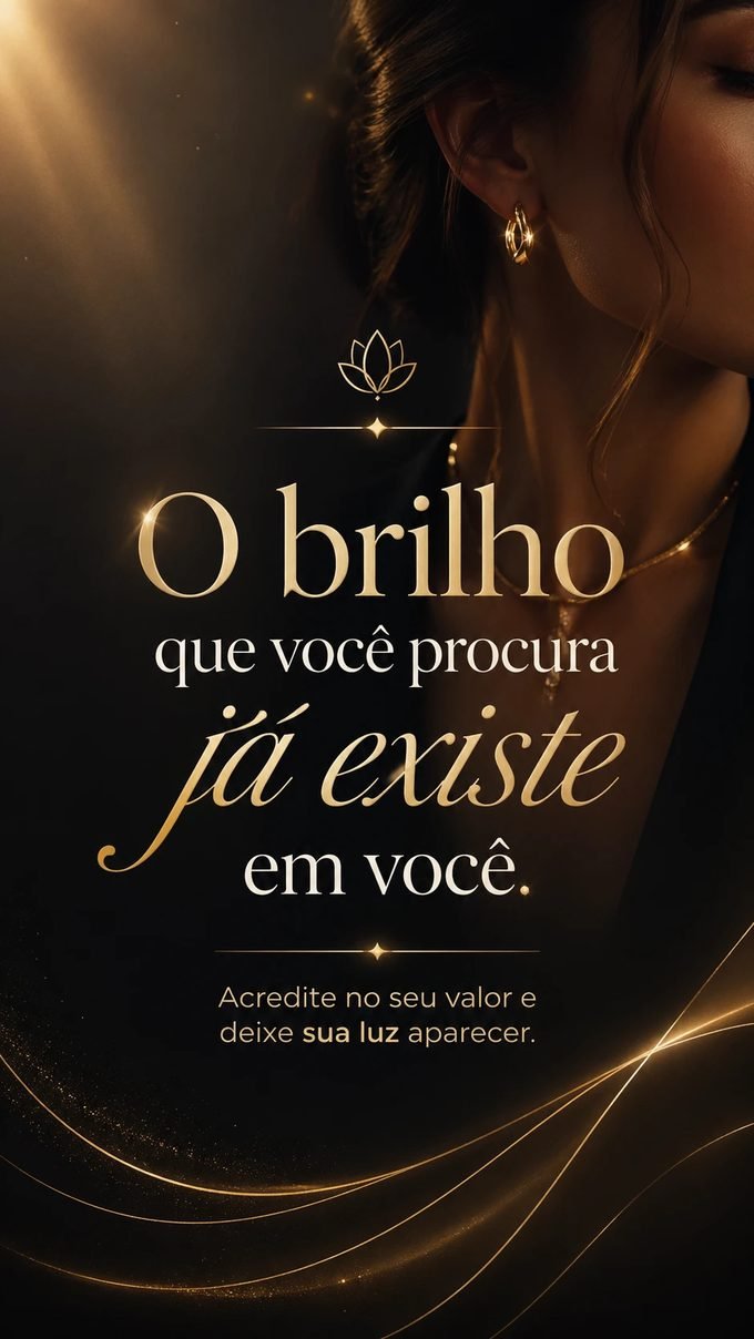 O brilho que você procura já existe em você. Acredite no seu valor e deixe a sua luz aparecer.